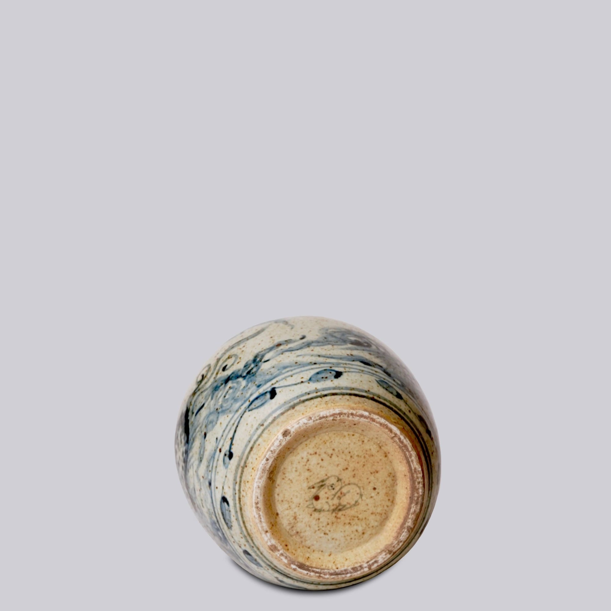 Rustic Porcelain Phoenix Small Round Vase - Box Turtle