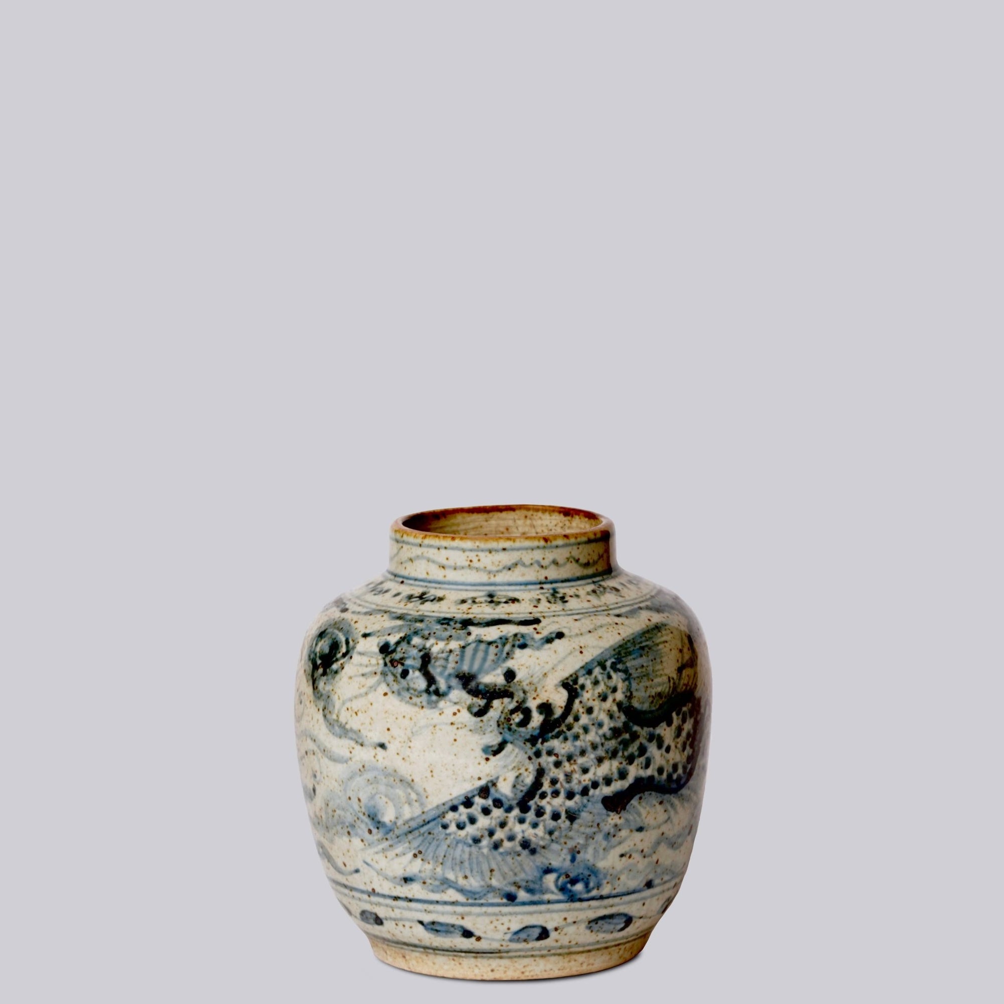 Rustic Porcelain Phoenix Small Round Vase - Box Turtle