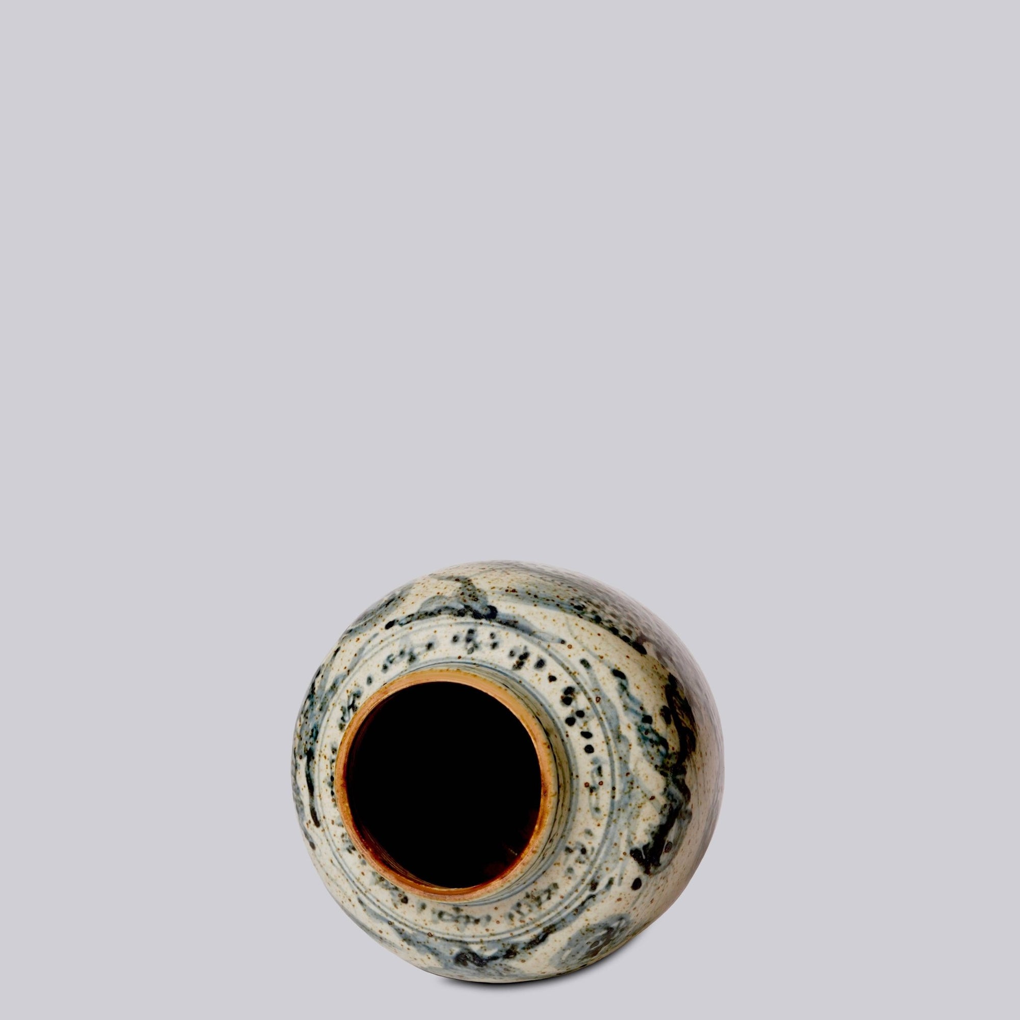 Rustic Porcelain Phoenix Small Round Vase - Box Turtle