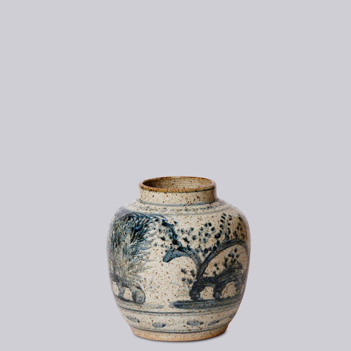Rustic Porcelain Three Friends Small Round Vase - Box Turtle