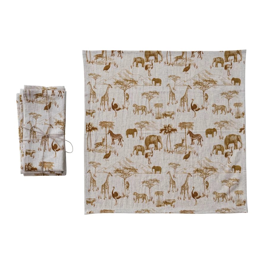 Safari Animal Cotton Napkins - Box Turtle