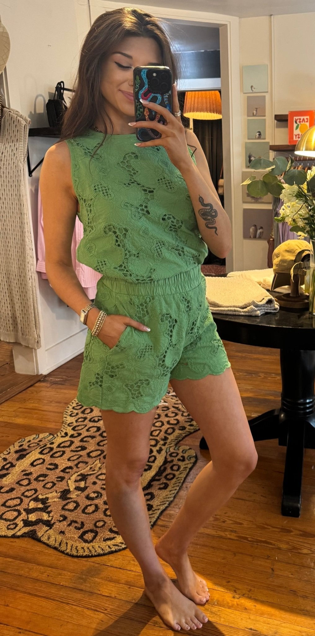 Sage Lace Mae Shorts - Box Turtle