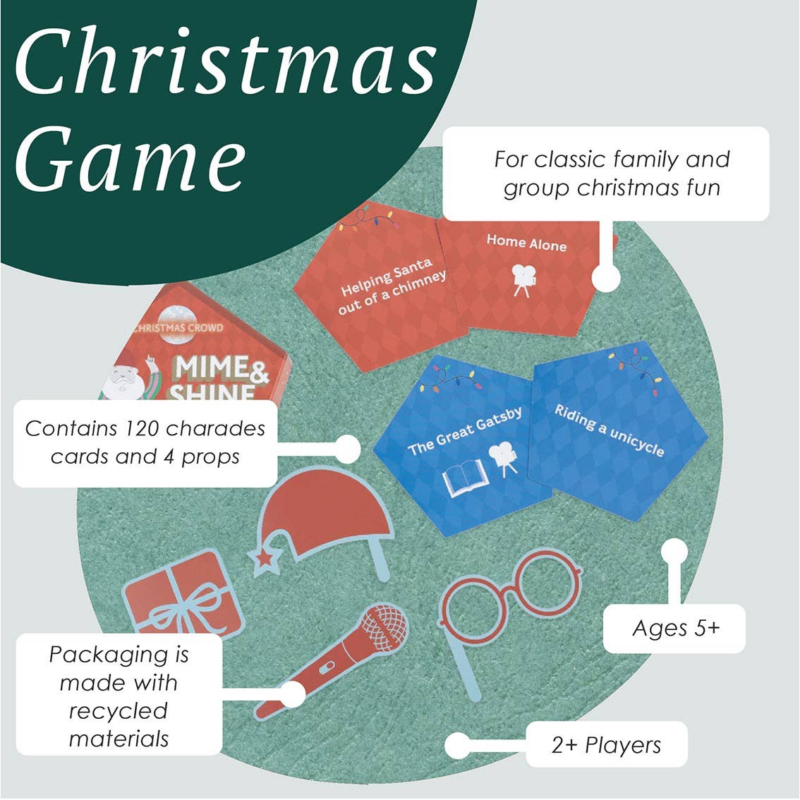 Santa Mime & Shine Charades Game - Box Turtle