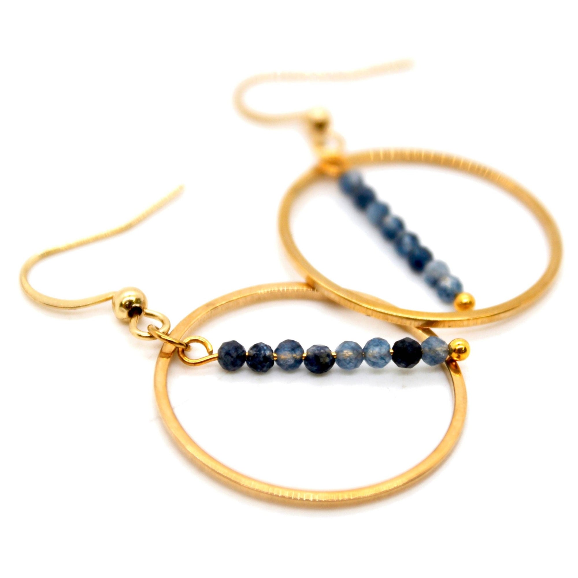 Sapphire &amp; Gold Hoops - Box Turtle