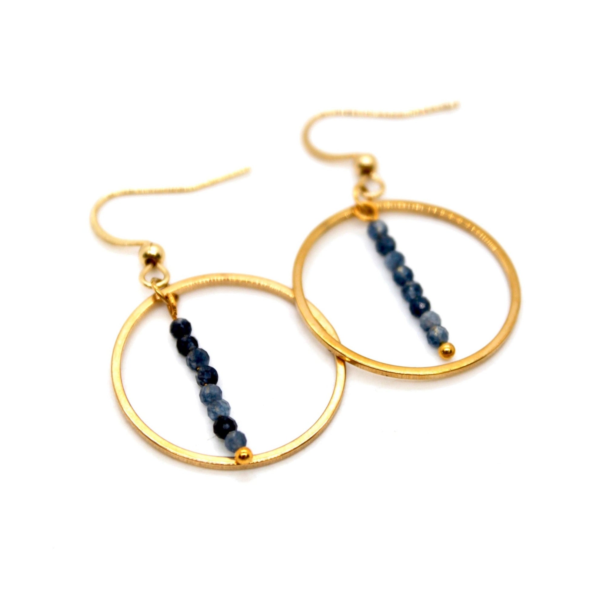 Sapphire &amp; Gold Hoops - Box Turtle