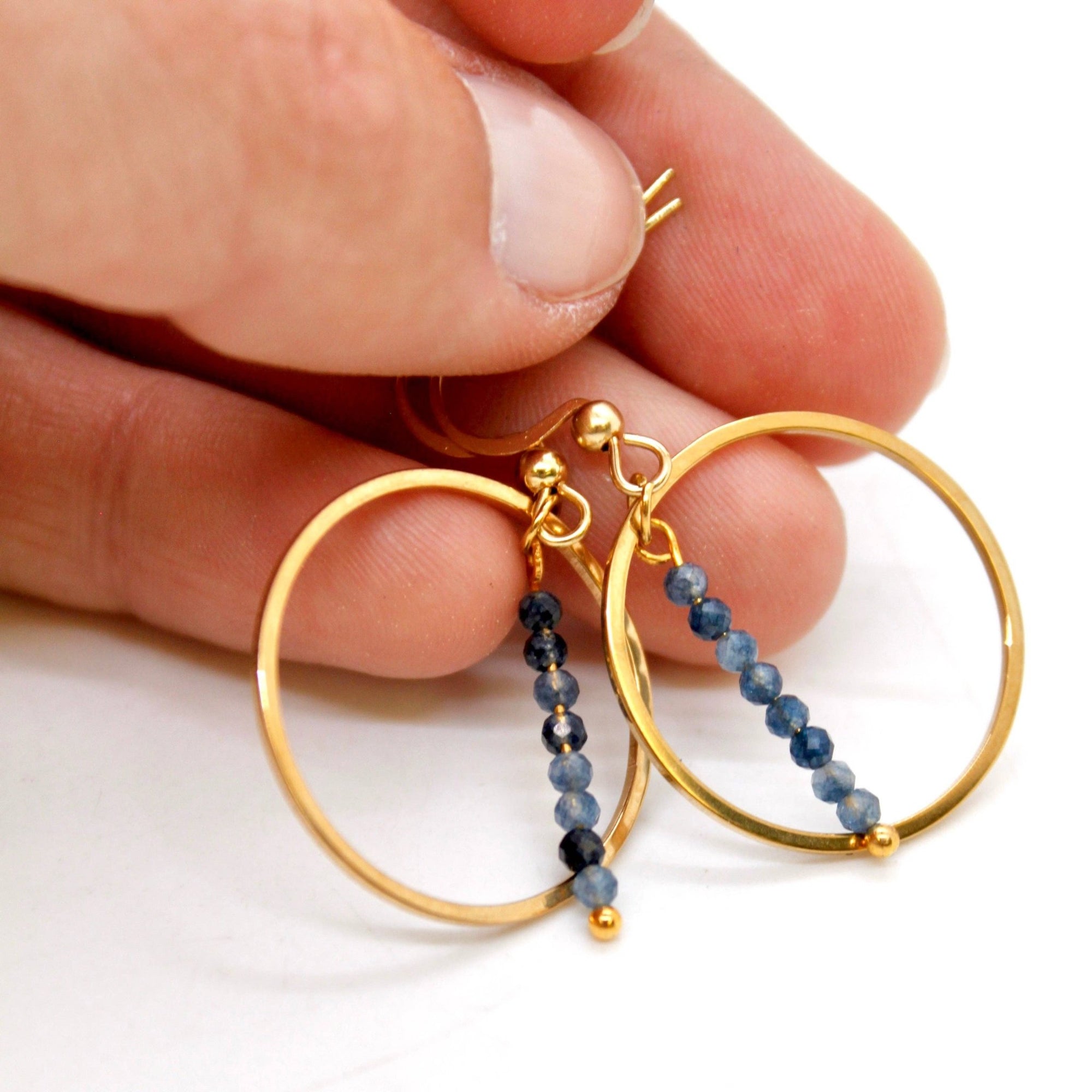 Sapphire &amp; Gold Hoops - Box Turtle