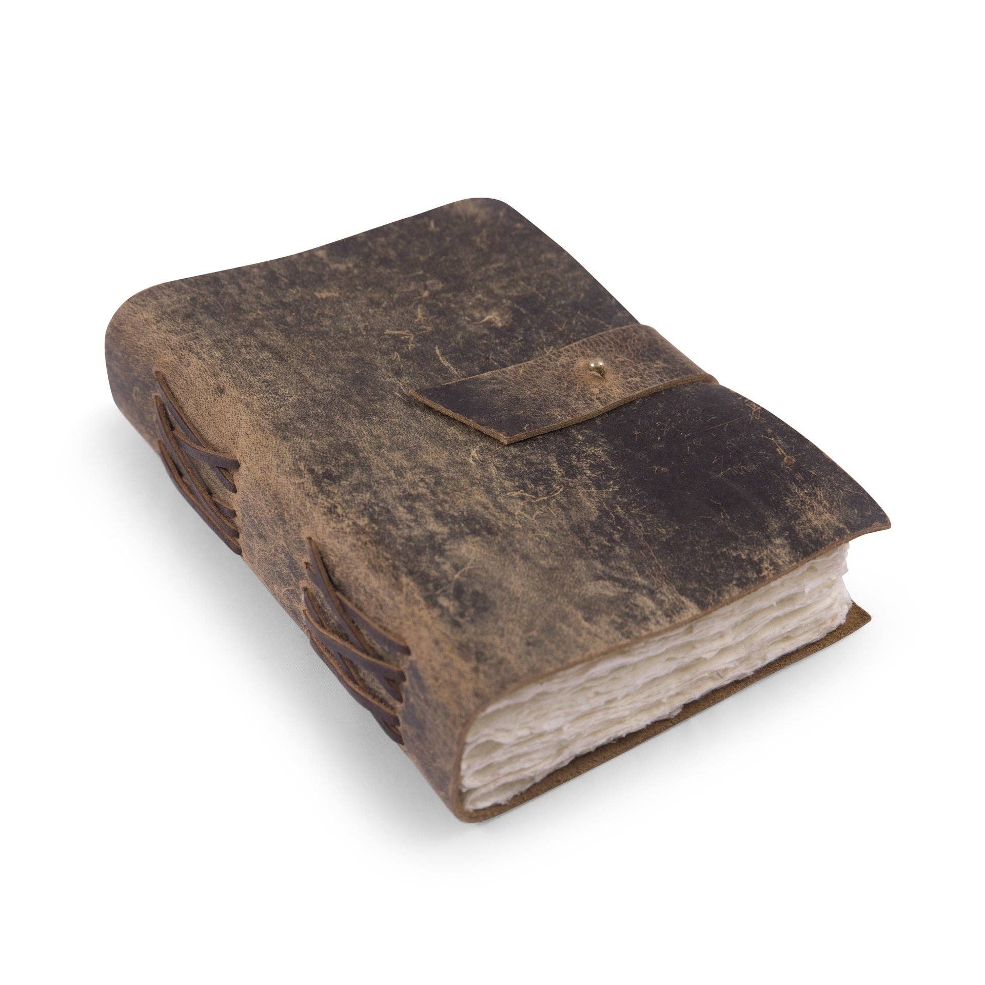 Scratched Brown Leather Journal - Box Turtle