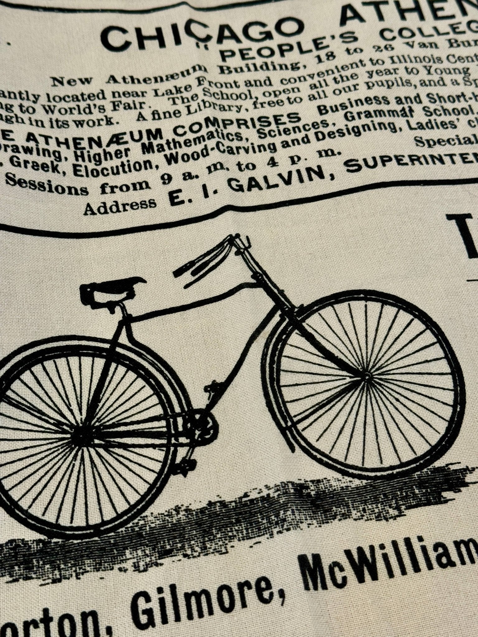 Screen Printed Remington Bicycle Tea Towel - Box Turtle