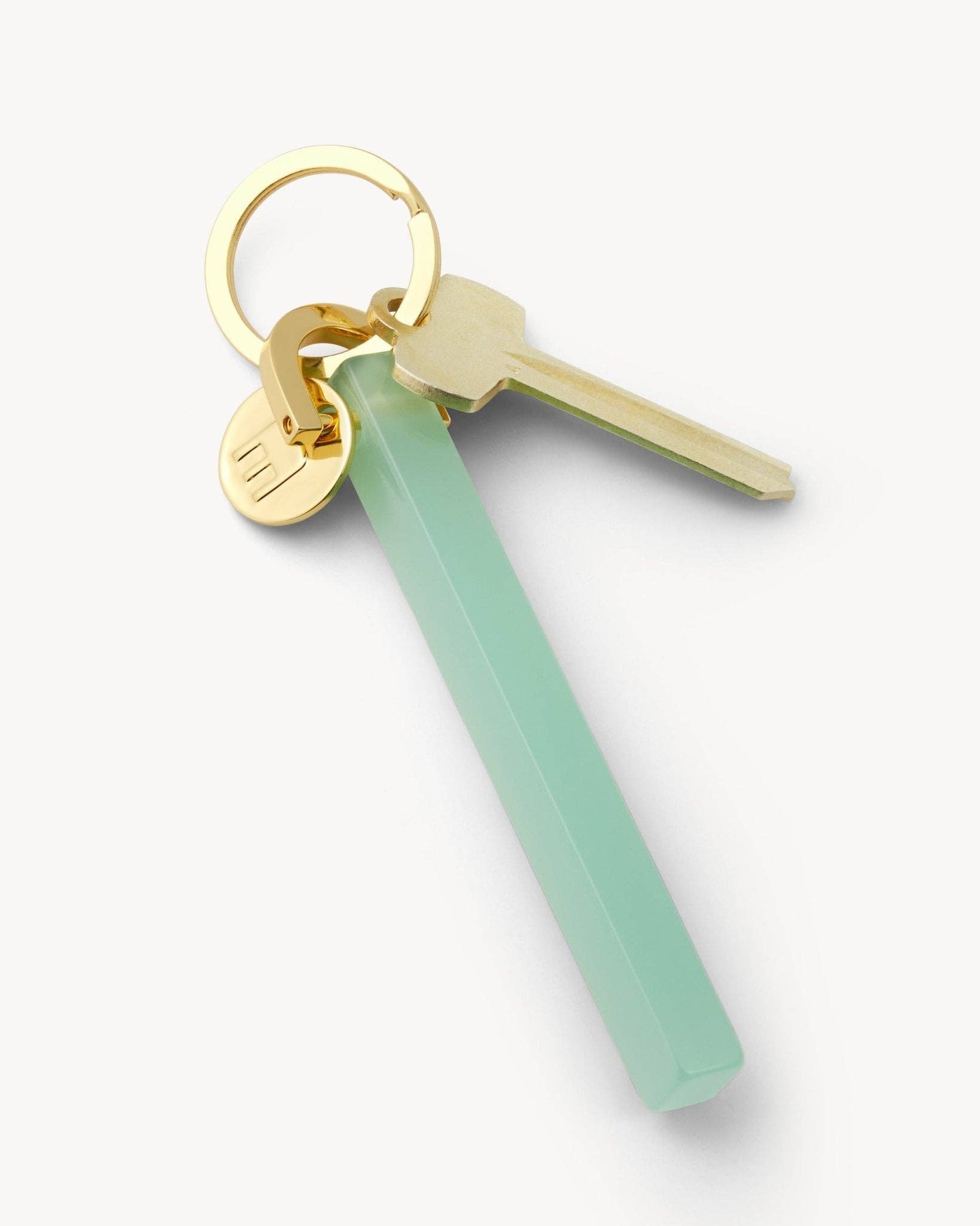 Sea Glass & Gold Bar Keychain - Box Turtle