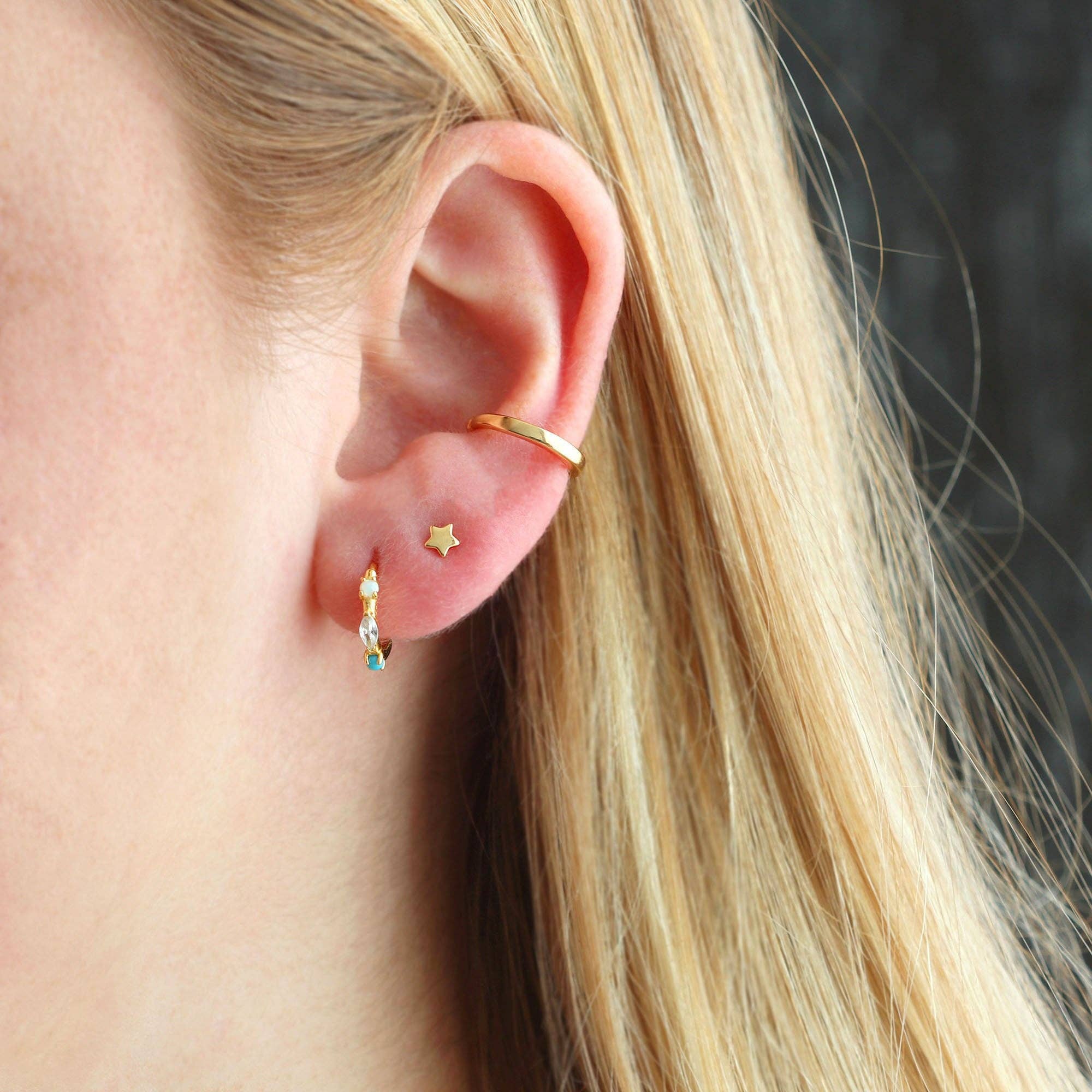 Seaside Spark Huggie Hoops - Box Turtle