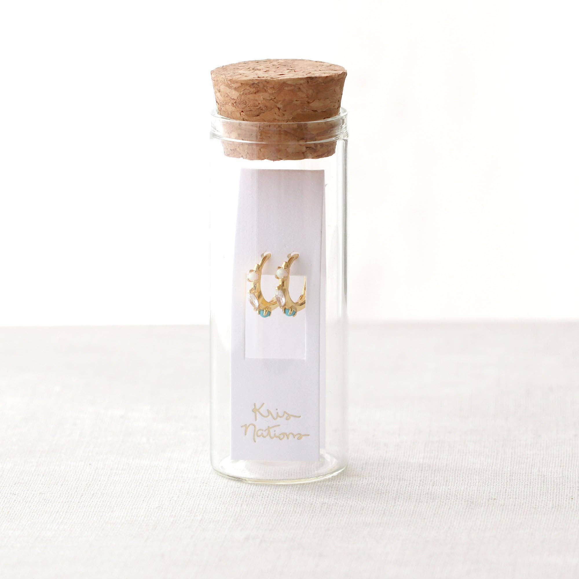 Seaside Spark Huggie Hoops - Box Turtle