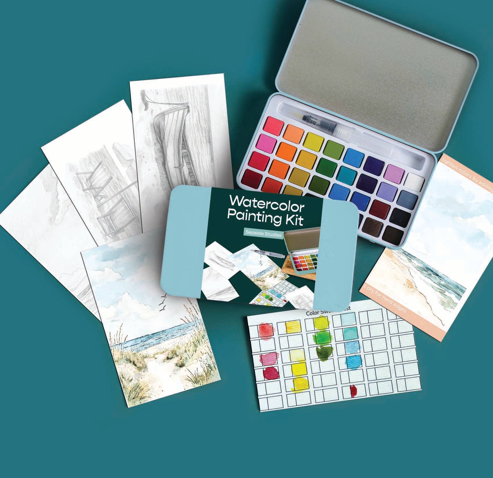 Seaside Studies Watercolor Painting Kit - Box Turtle