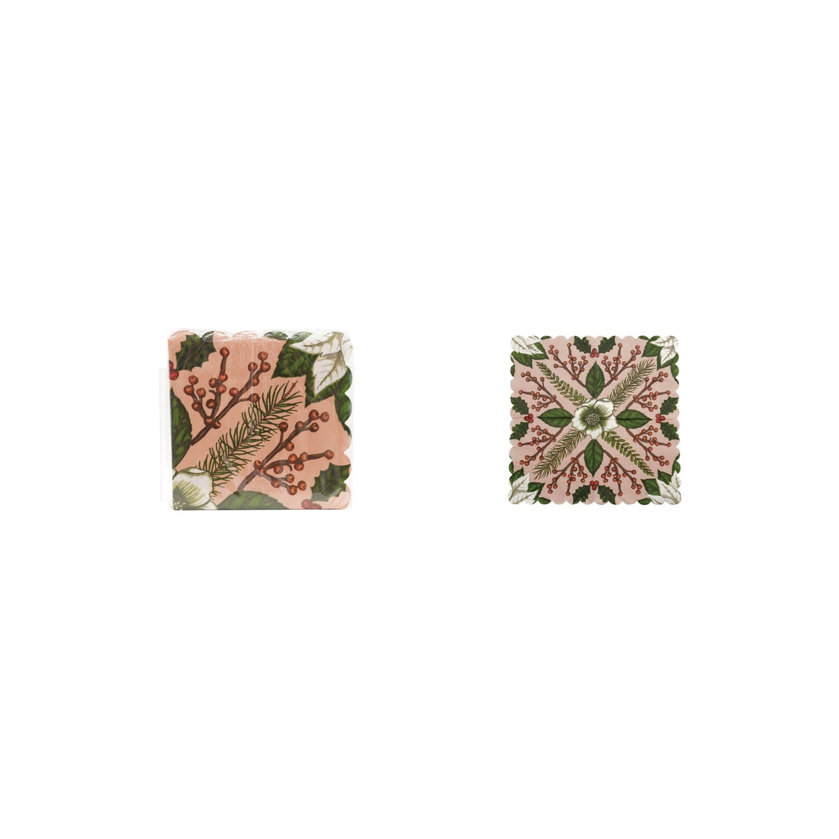 Seasonal Botanical Scalloped Paper Napkins - Box Turtle