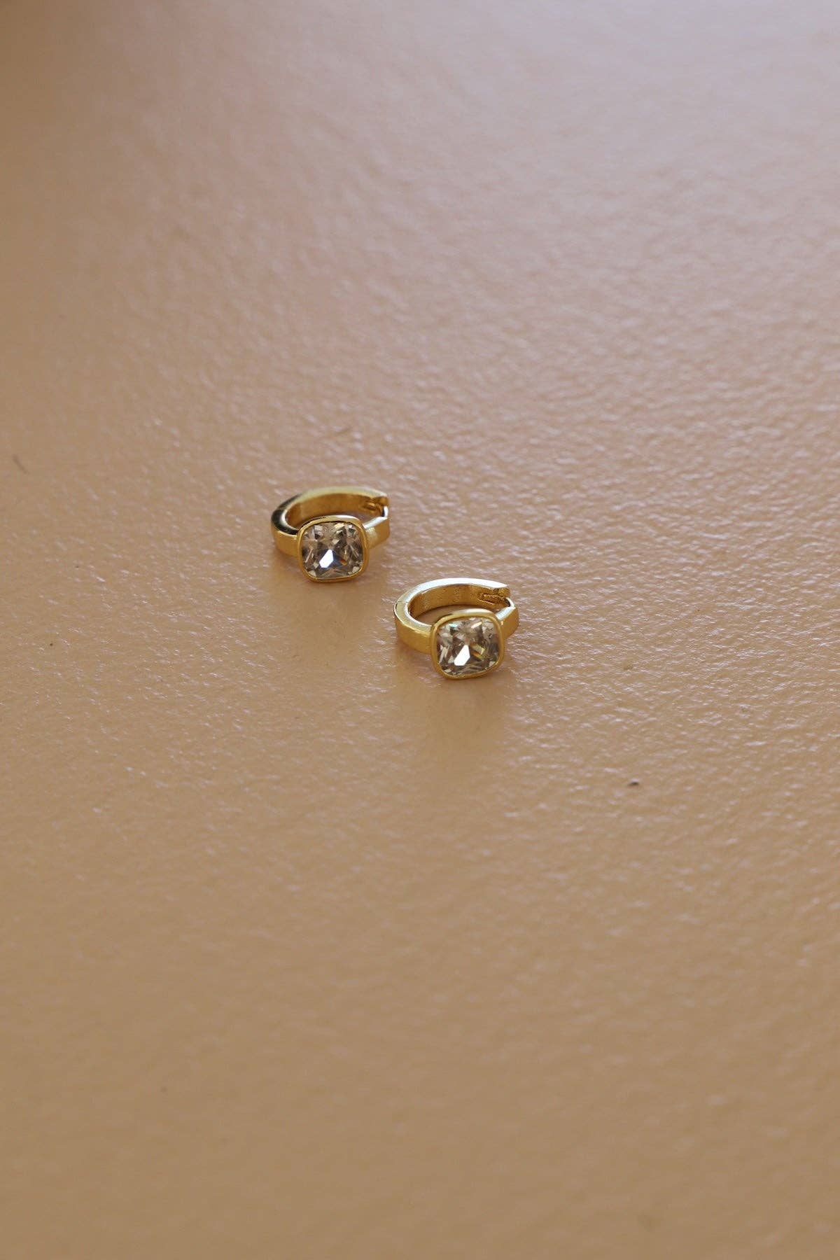 Selena Square Bezel Huggies - Box Turtle