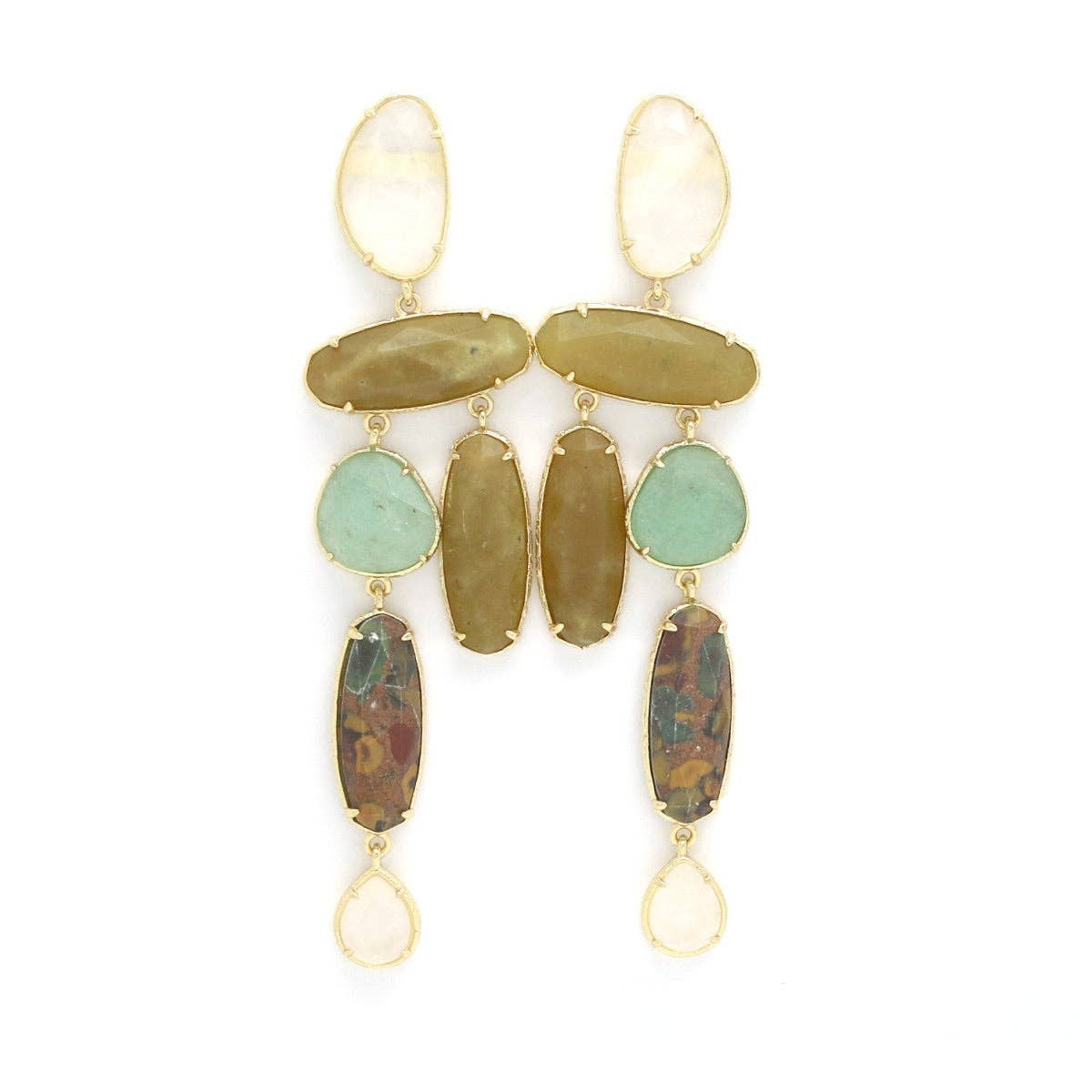 Semi Precious Stone Dangle Earrings - Box Turtle