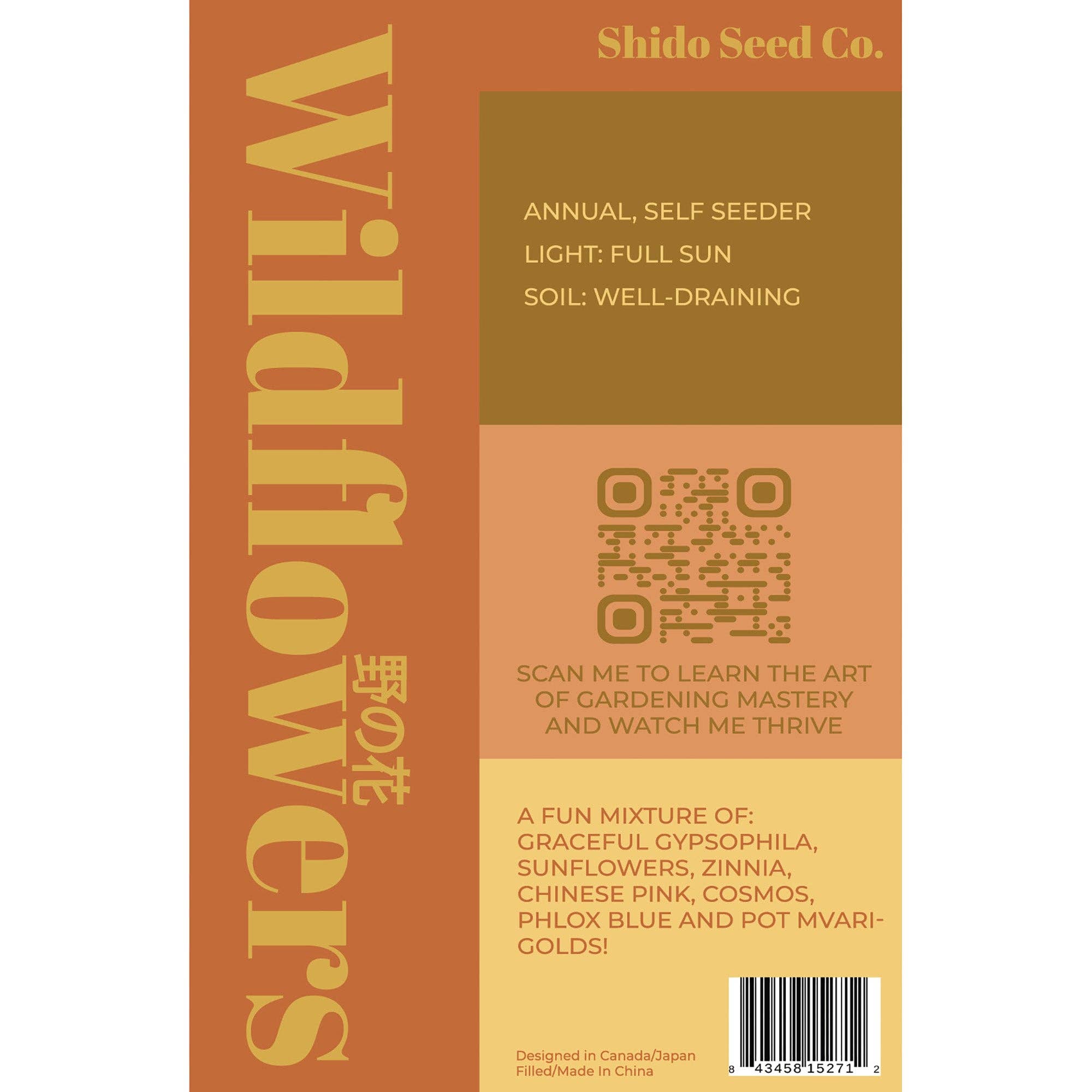 Shido Seeds: Wildflowers Flower Seeds Packet - Box Turtle