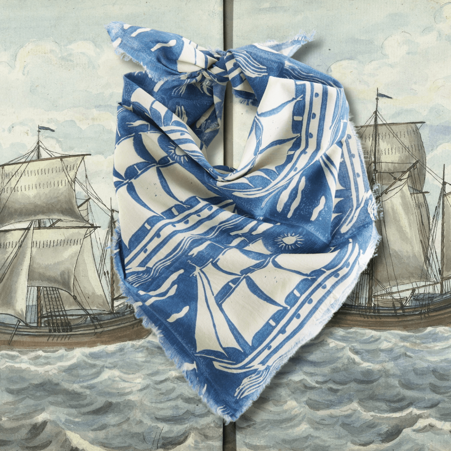 Ship Print Voile Bandana - Box Turtle