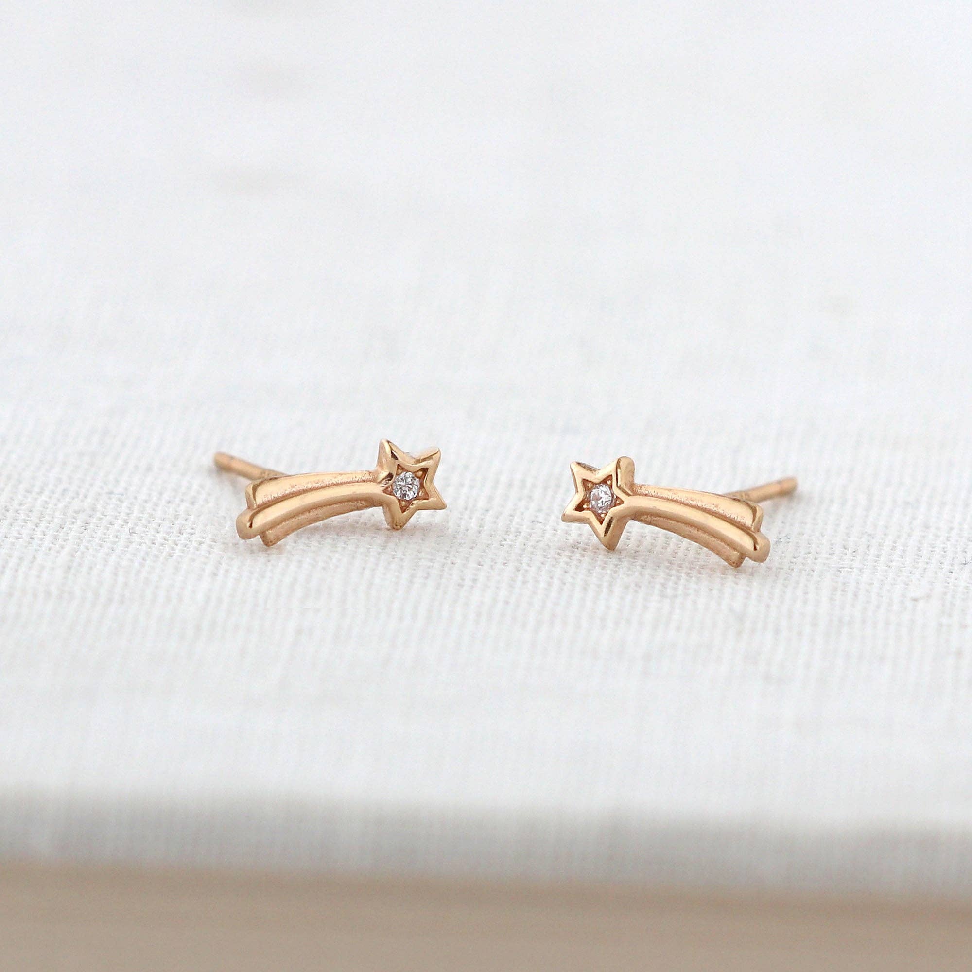 Shooting Star with Crystals Stud Earrings - Box Turtle