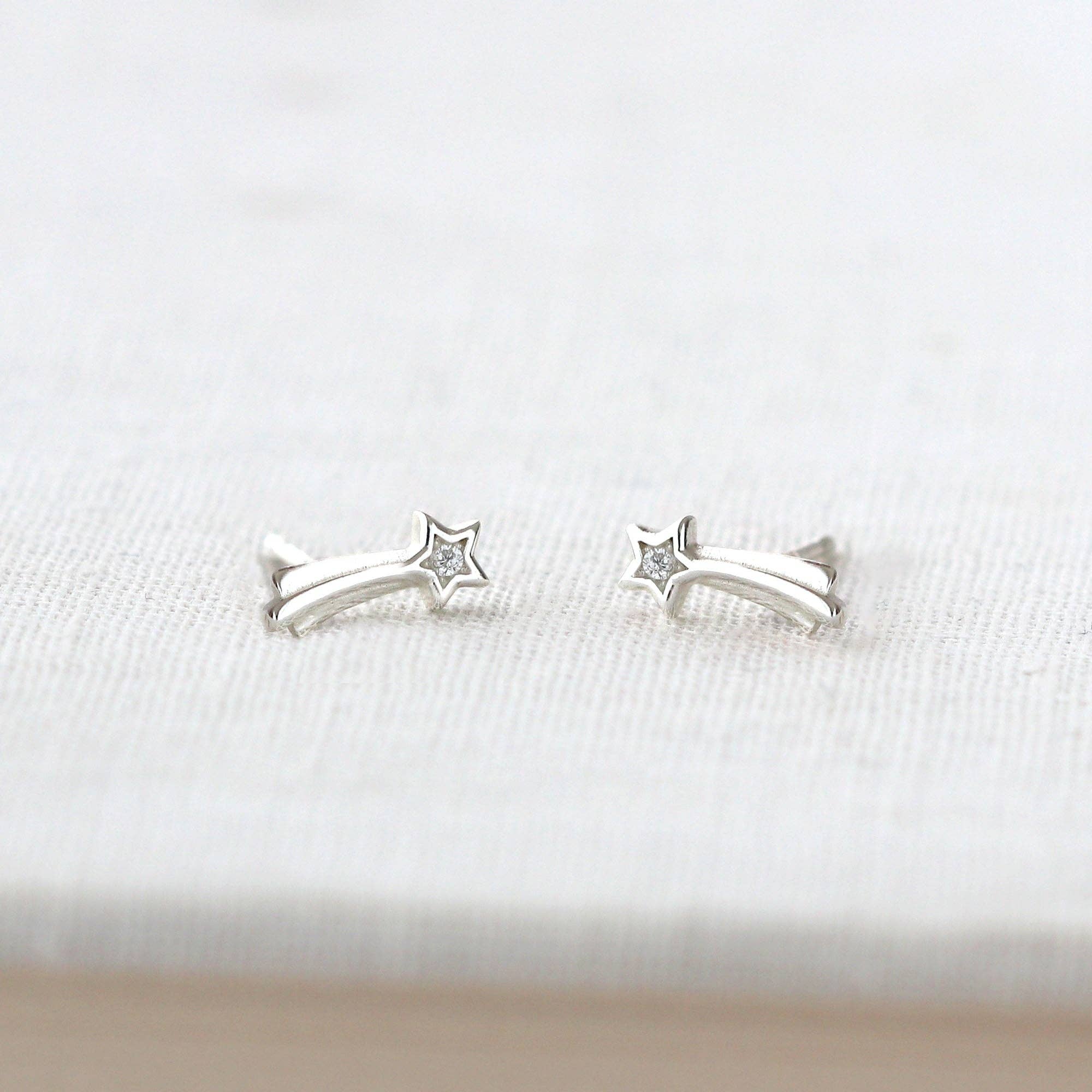 Shooting Star with Crystals Stud Earrings - Box Turtle