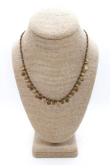 Short Mini Delicate Charm Pyrite Necklace - Box Turtle