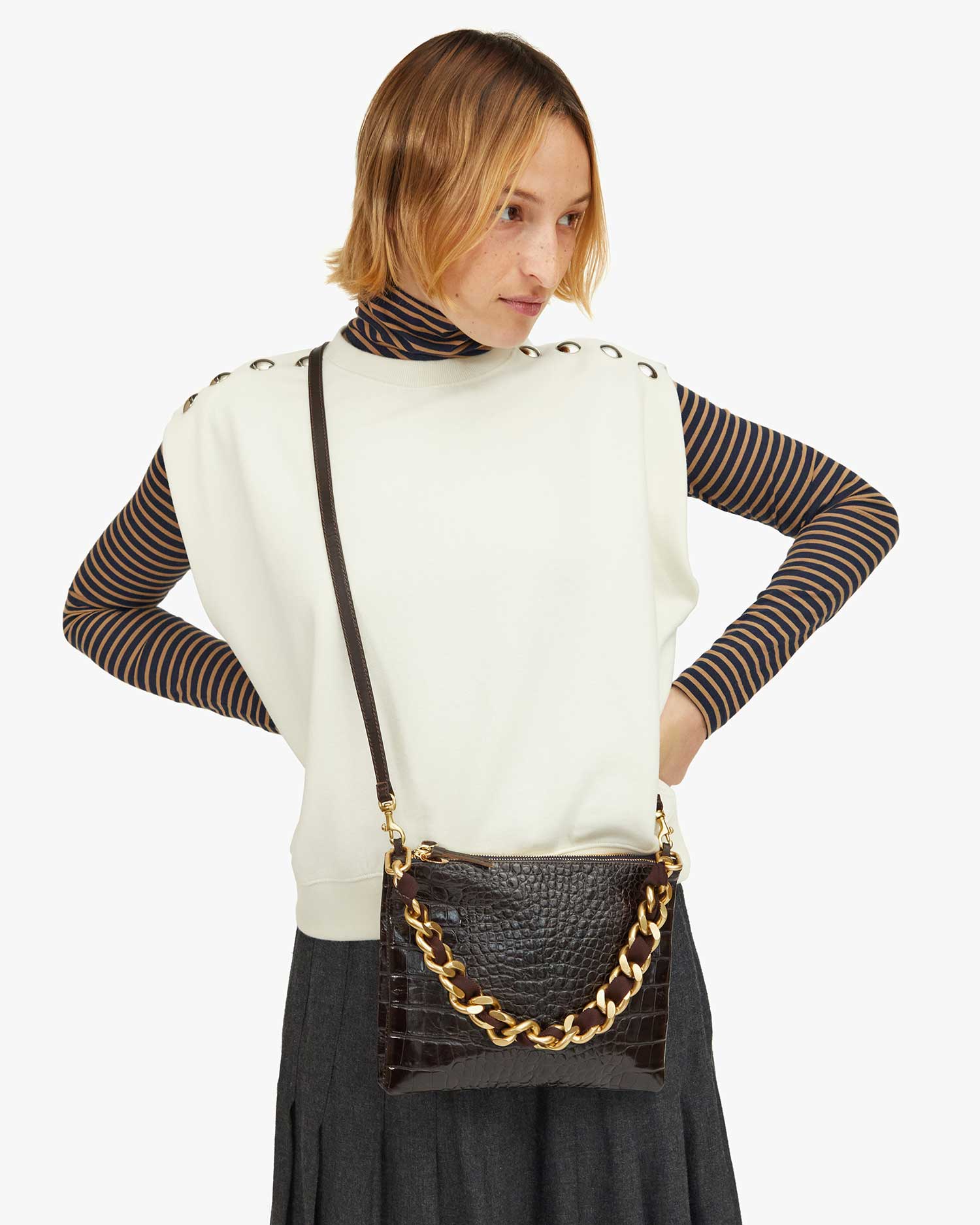 Shortie Strap Curb Chain in Kalamata - Box Turtle