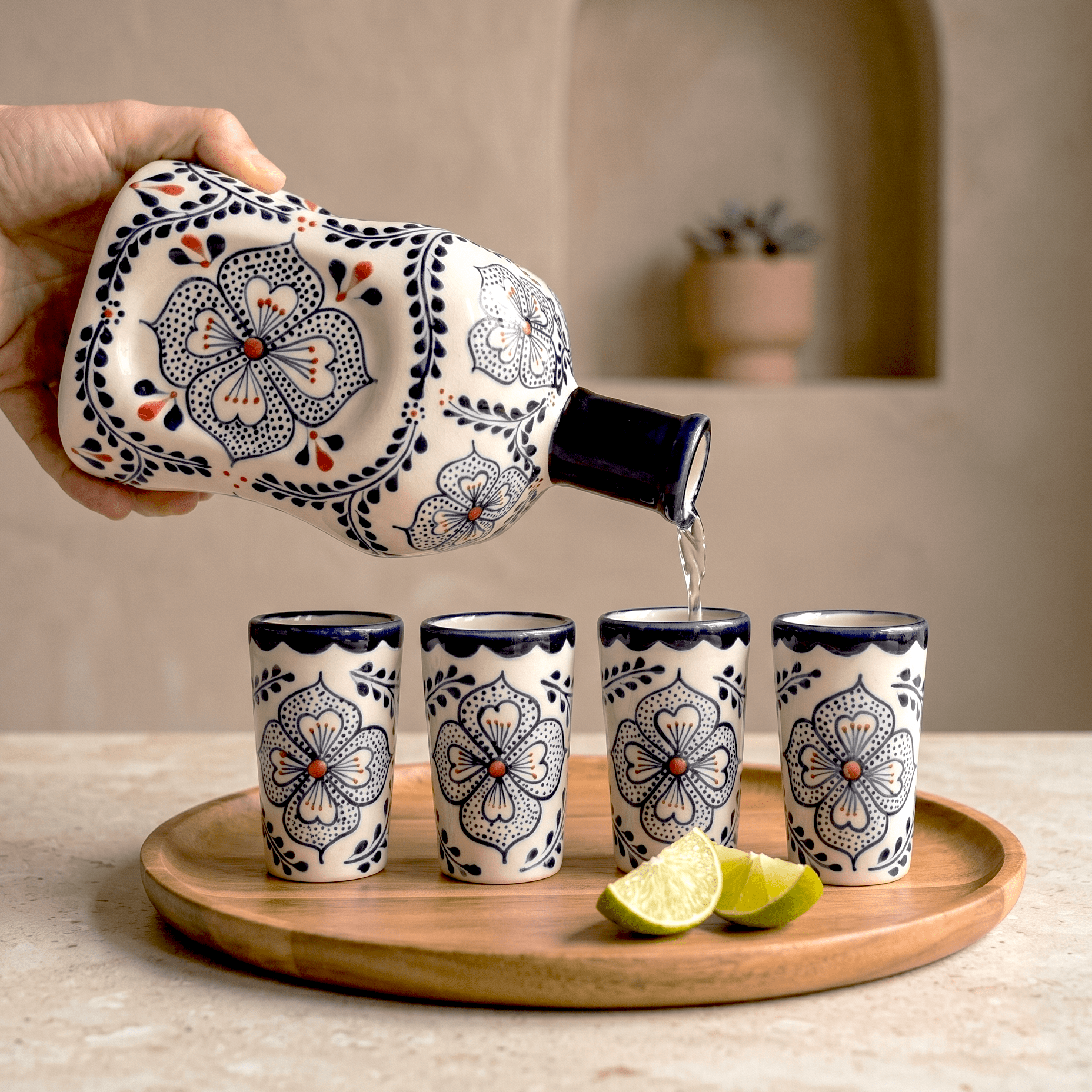 Shot Glasses - Talavera Design - Box Turtle