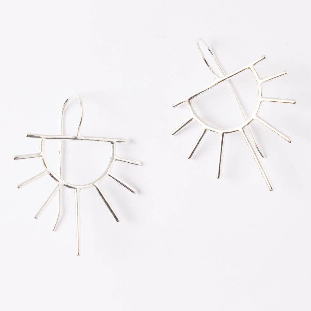 Silver Gretchen Half Sun Threader Earrings - Box Turtle