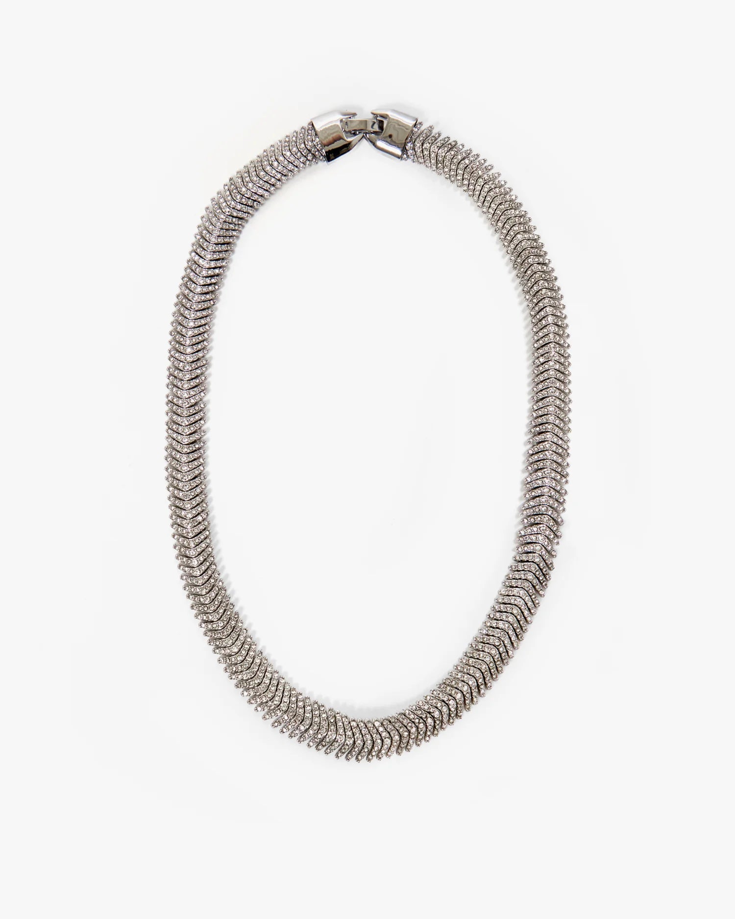 Silver Herringbone Collar Necklace - Box Turtle