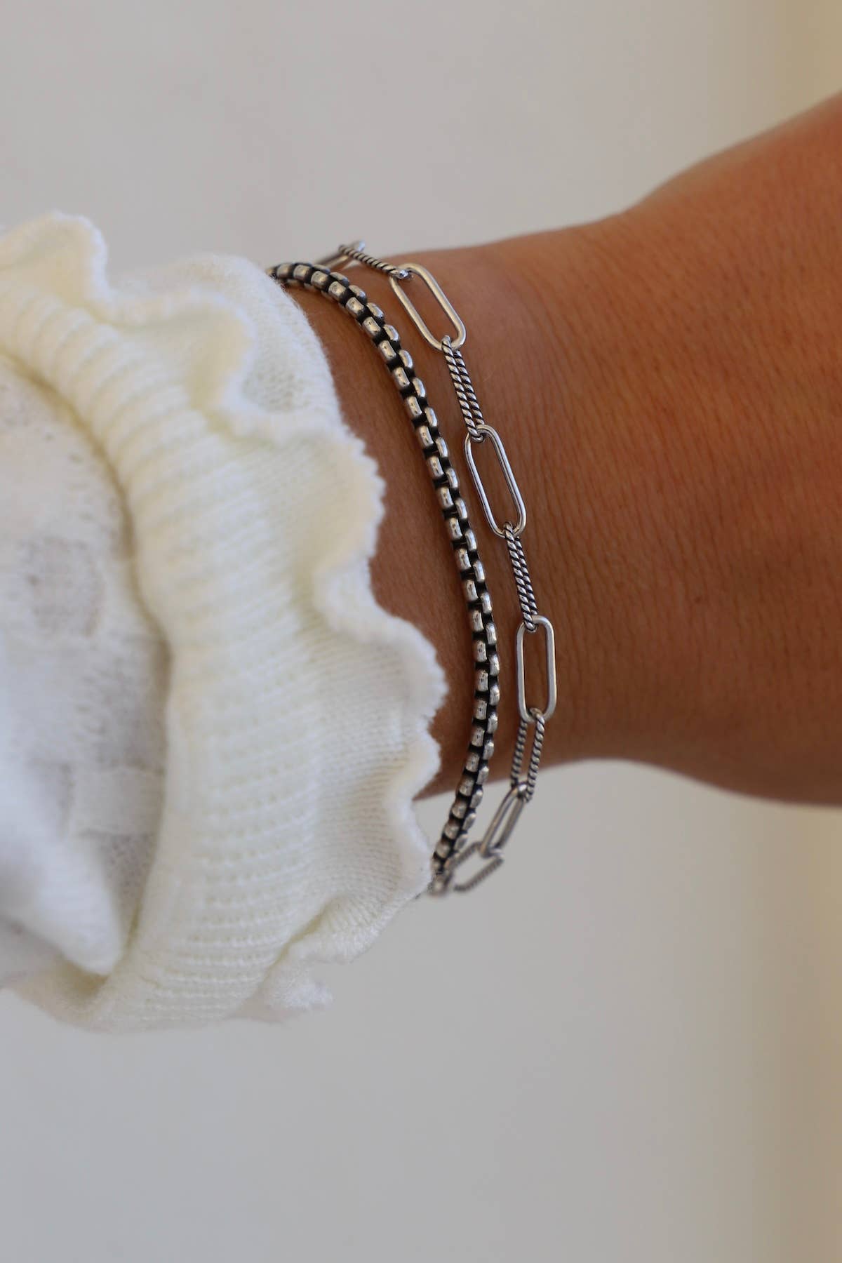 Silver Holland Two Tone Chain Bracelet - Box Turtle