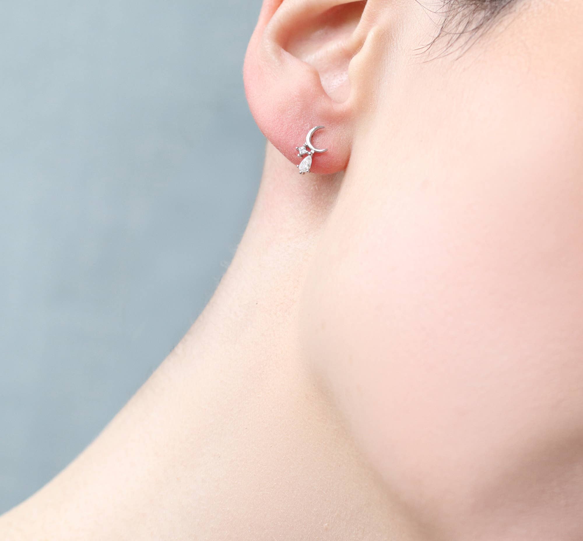 Silver Moon Studs - Box Turtle