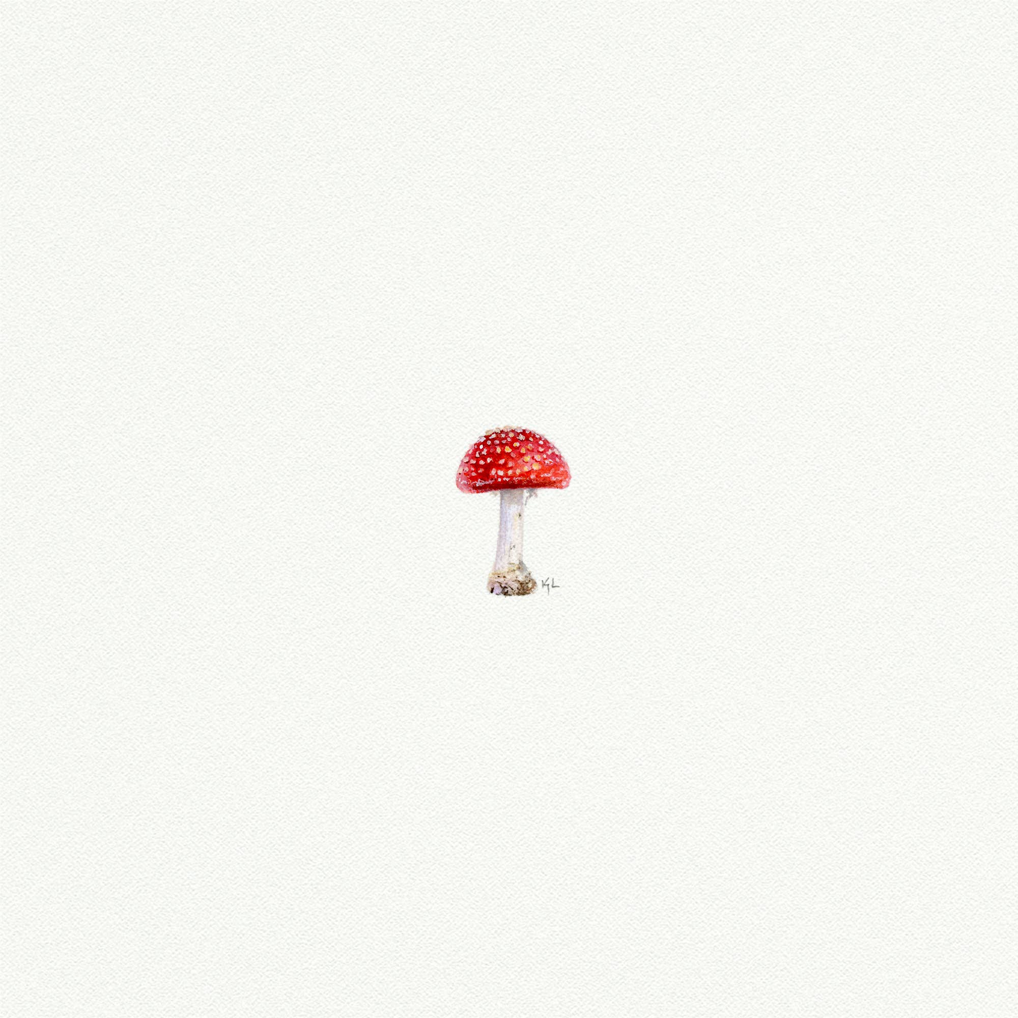 Single Mushroom Miniature Watercolor Print - Box Turtle