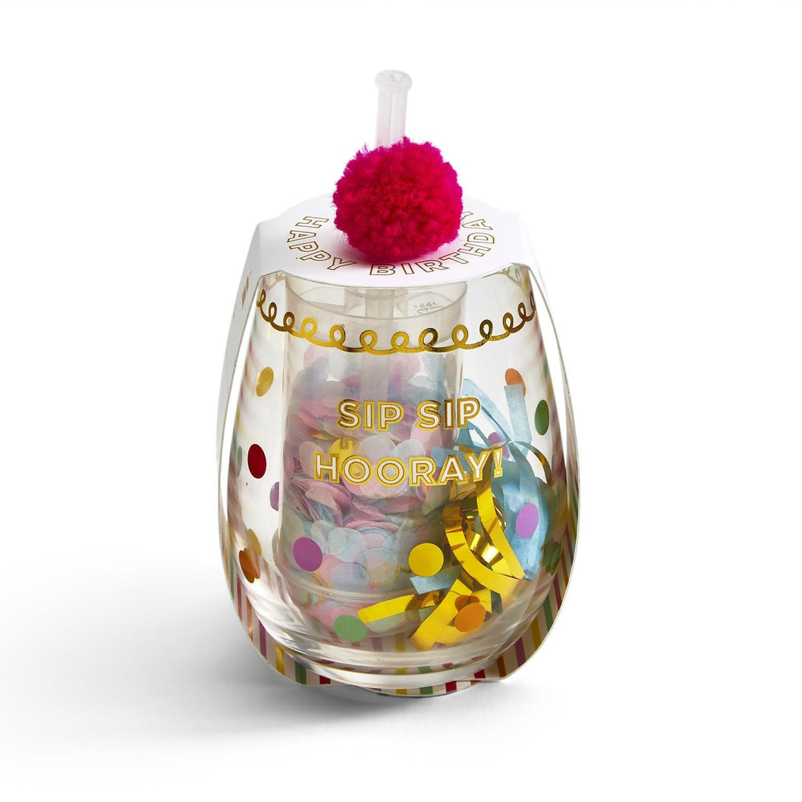 Happy Birthday Stemless Glass