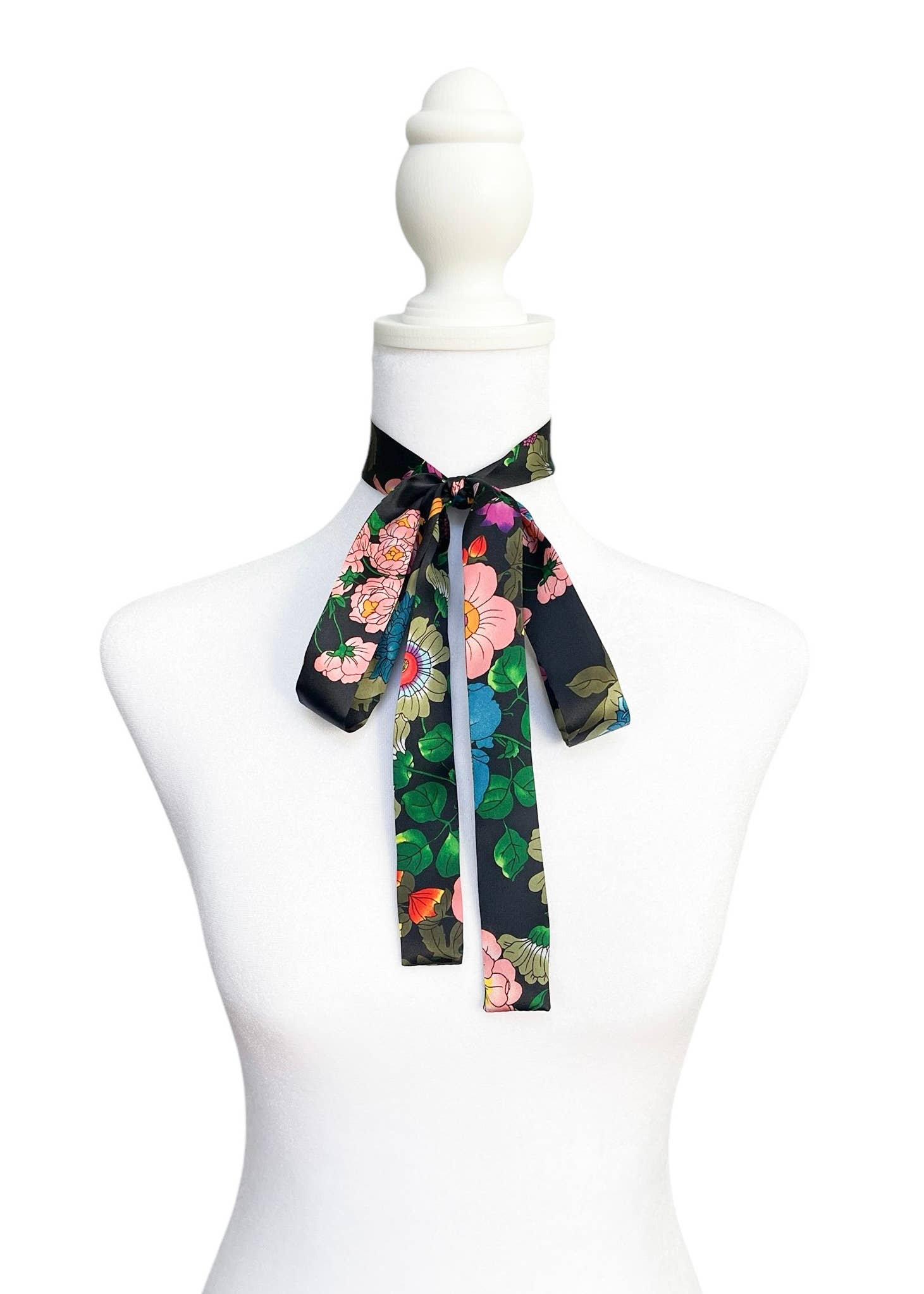 Skinny Italian Garden Silk Bow Scarf - Box Turtle