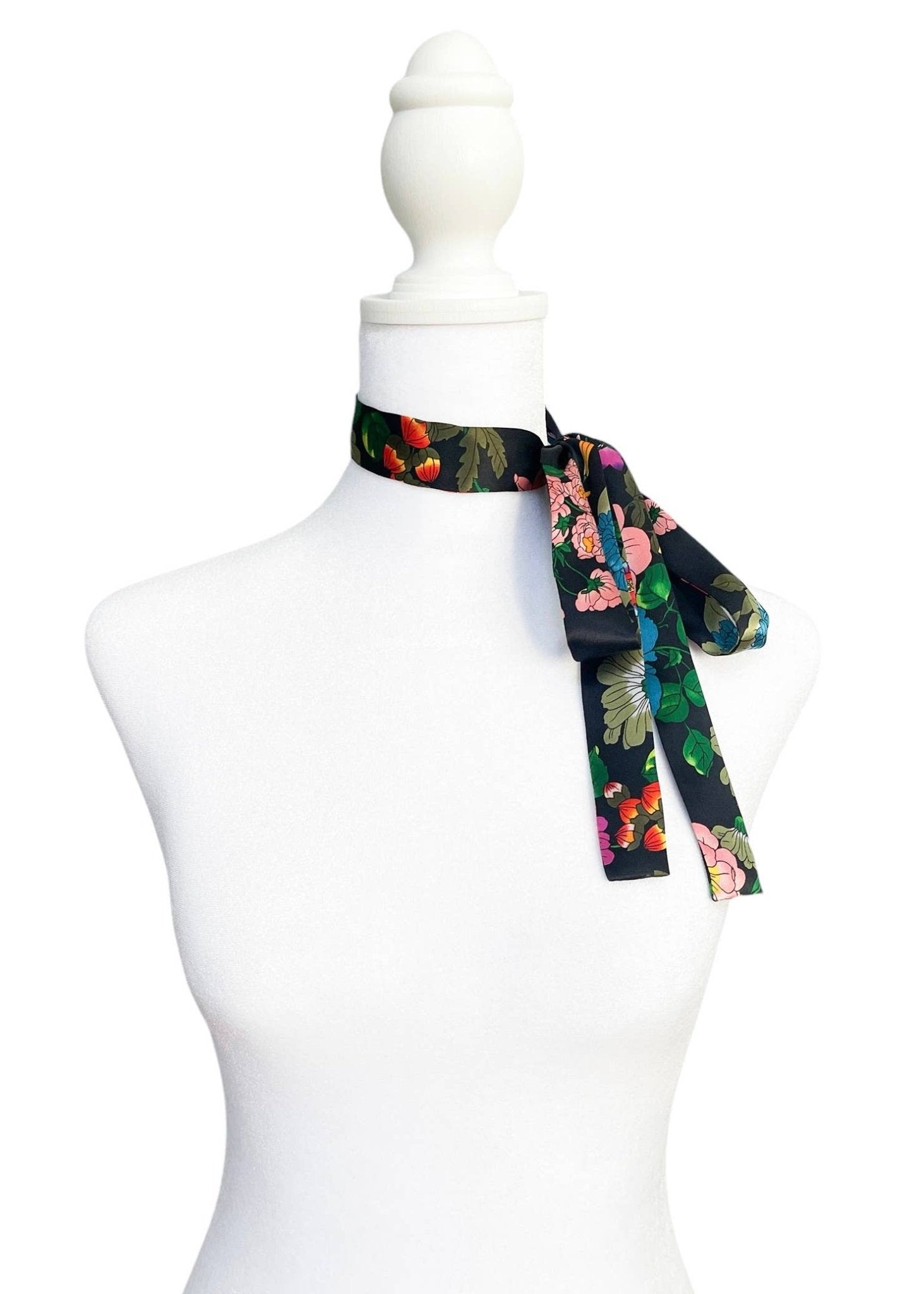 Skinny Italian Garden Silk Bow Scarf - Box Turtle