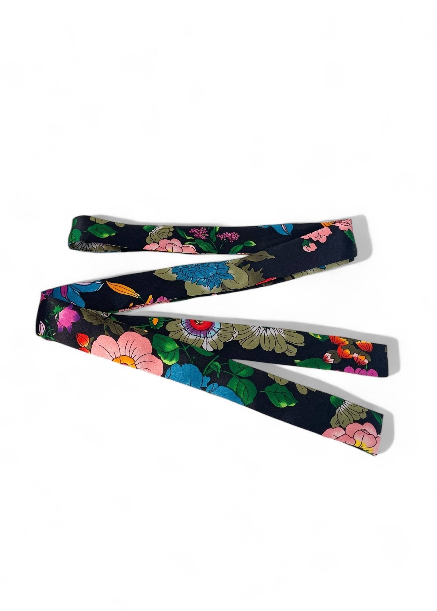 Skinny Italian Garden Silk Bow Scarf - Box Turtle