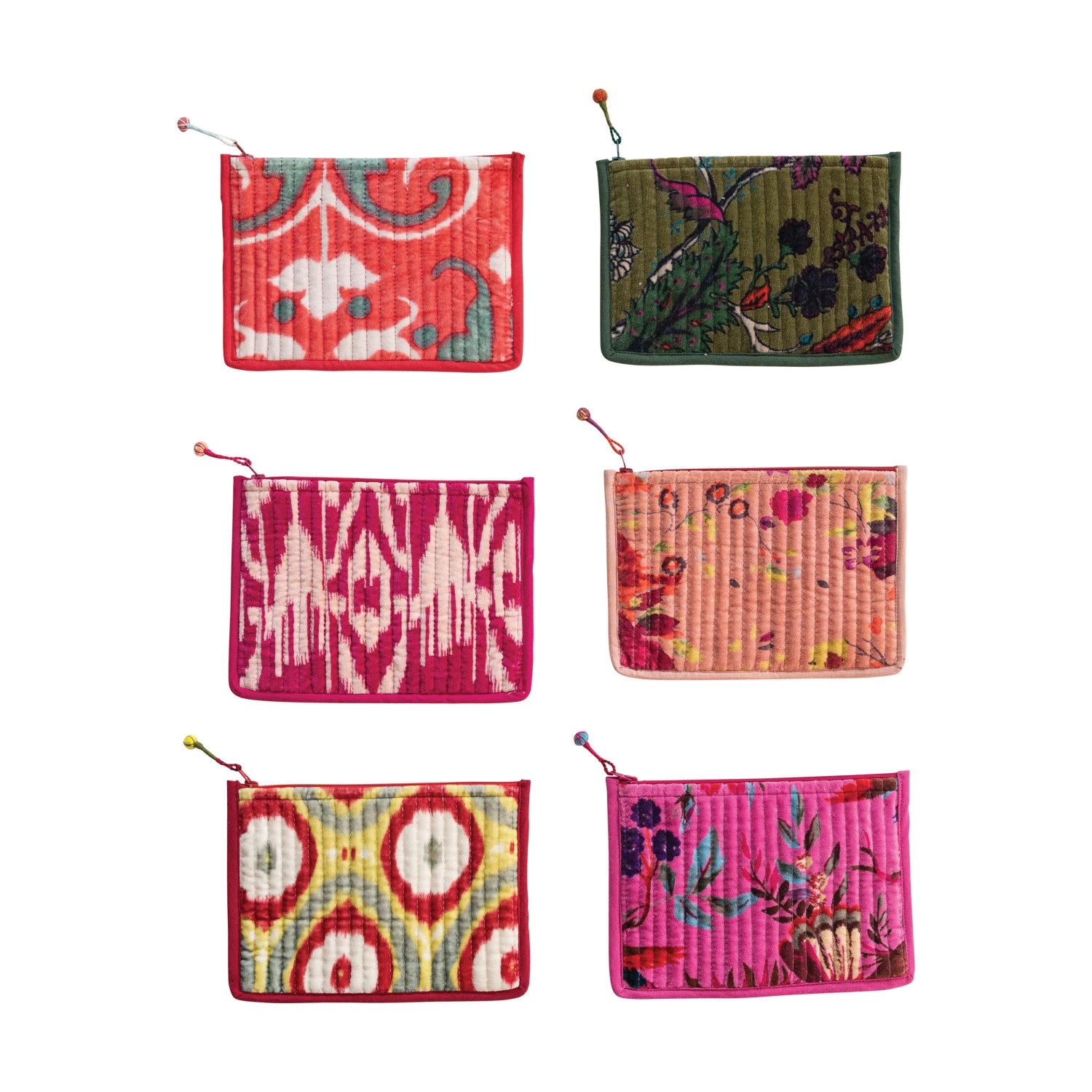 Small Multicolored Quilted Zip Pouch - Box Turtle