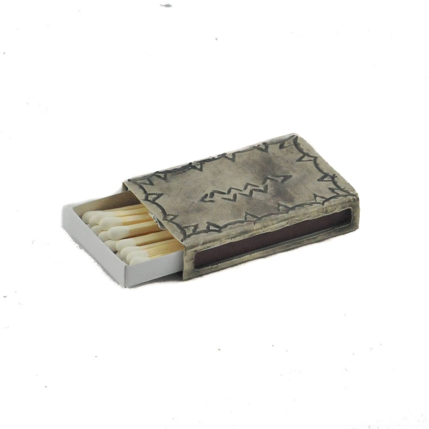 Small Silver Stamped Matchbox - Box Turtle