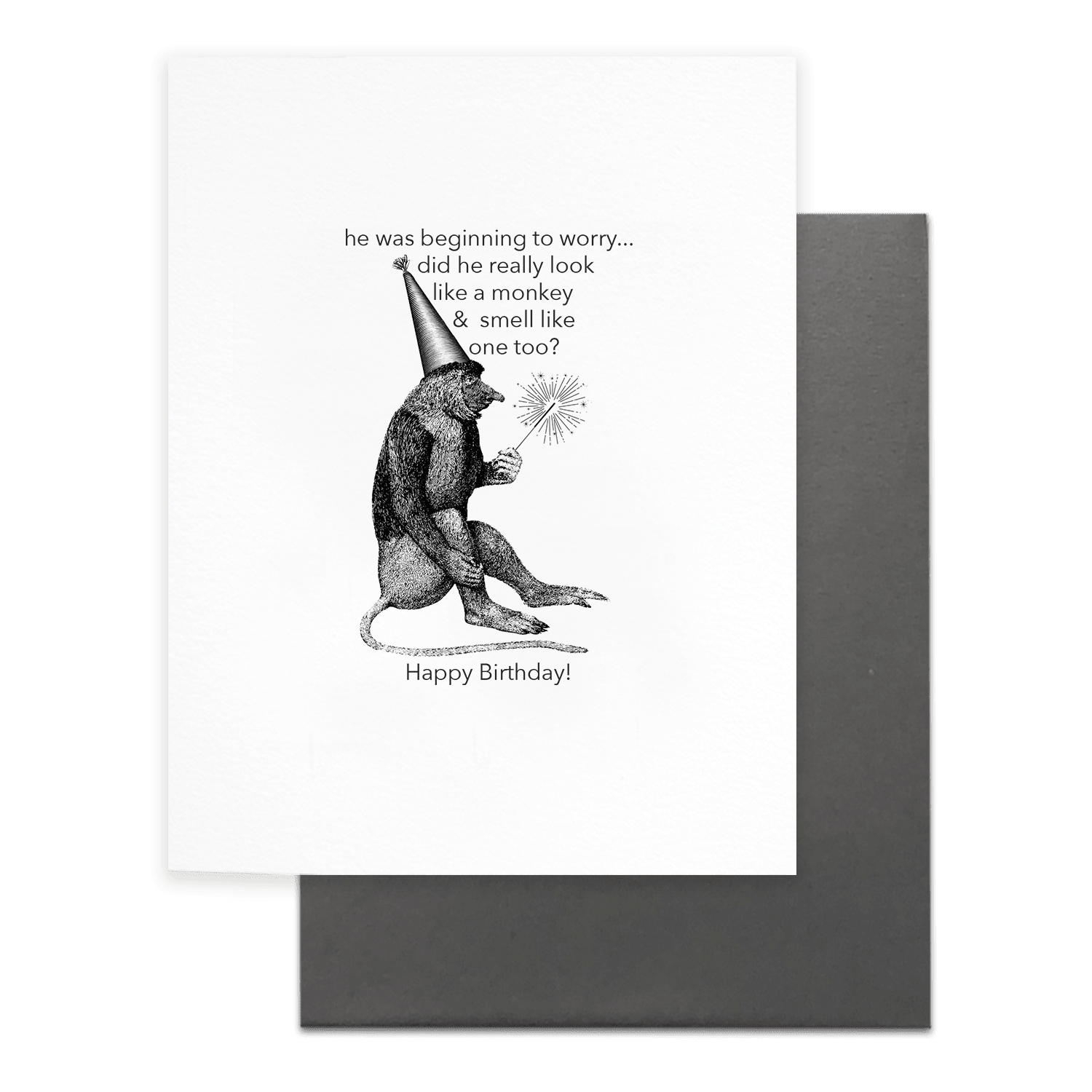 Smell Like a Monkey, Funny Birthday Greeting Card - Box Turtle