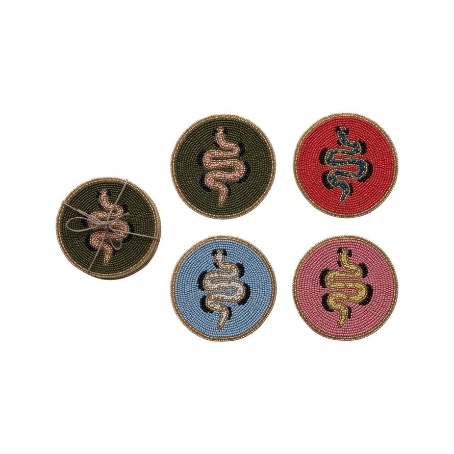 Snake Beaded Cotton Coasters - Box Turtle