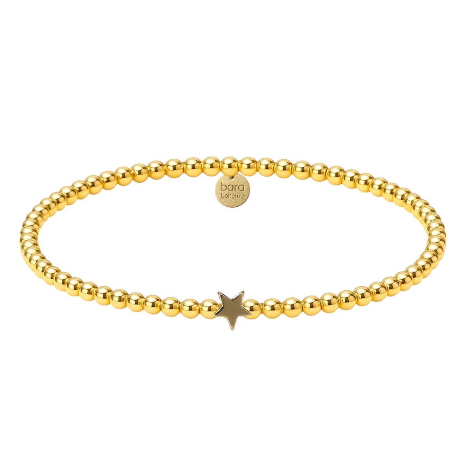 Solid Star Charm Gold Beaded Bracelet - Box Turtle