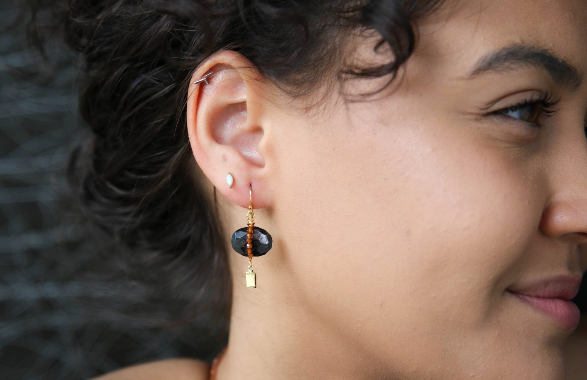 Solo Earrings in Smoky Topaz - Box Turtle