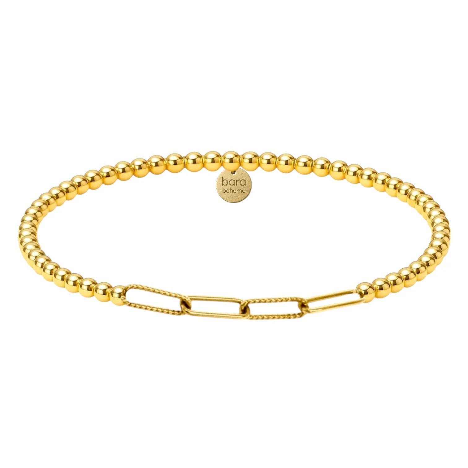 Sophie Paperclip Gold Beaded Bracelet - Box Turtle