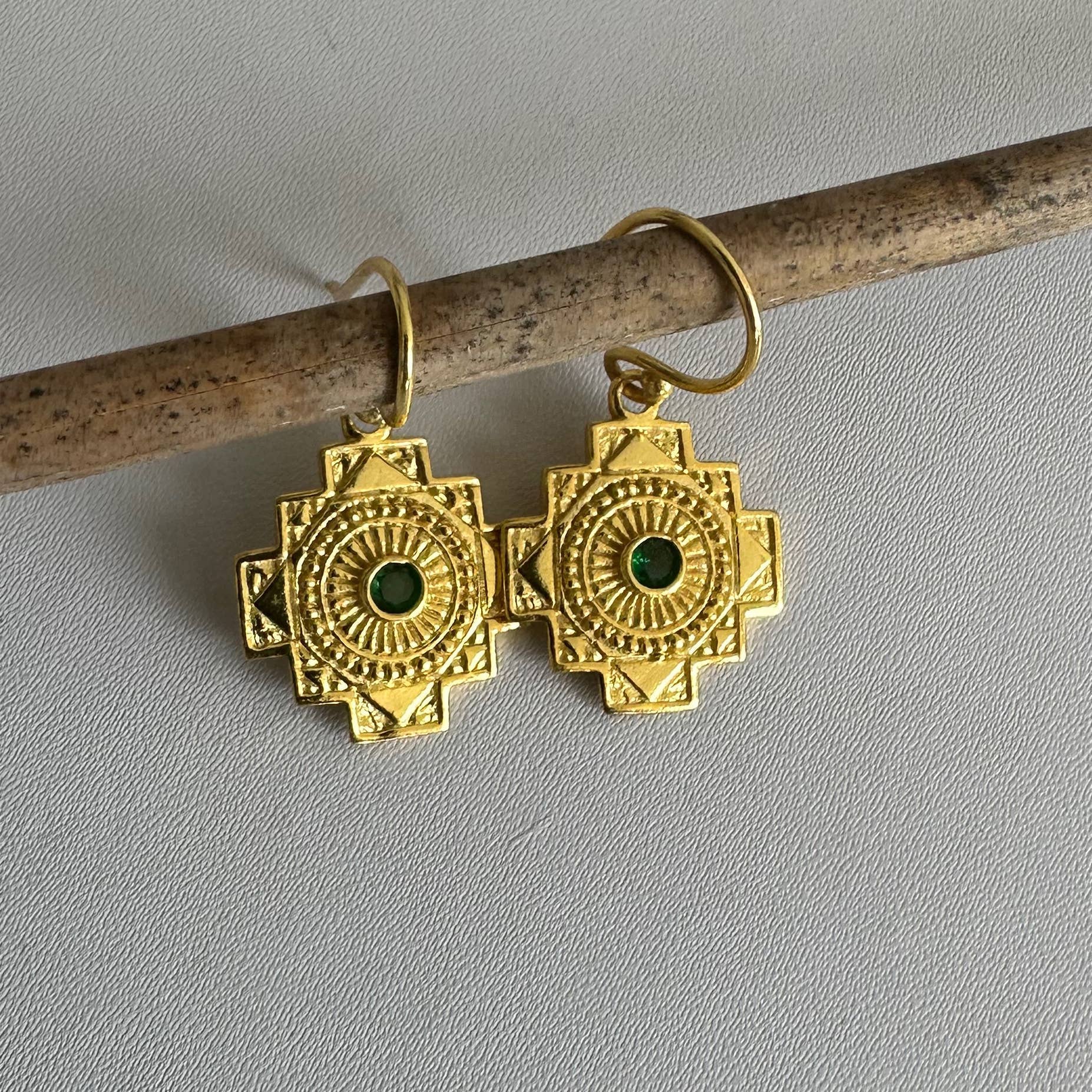 Spiritual Cross Earrings - Box Turtle