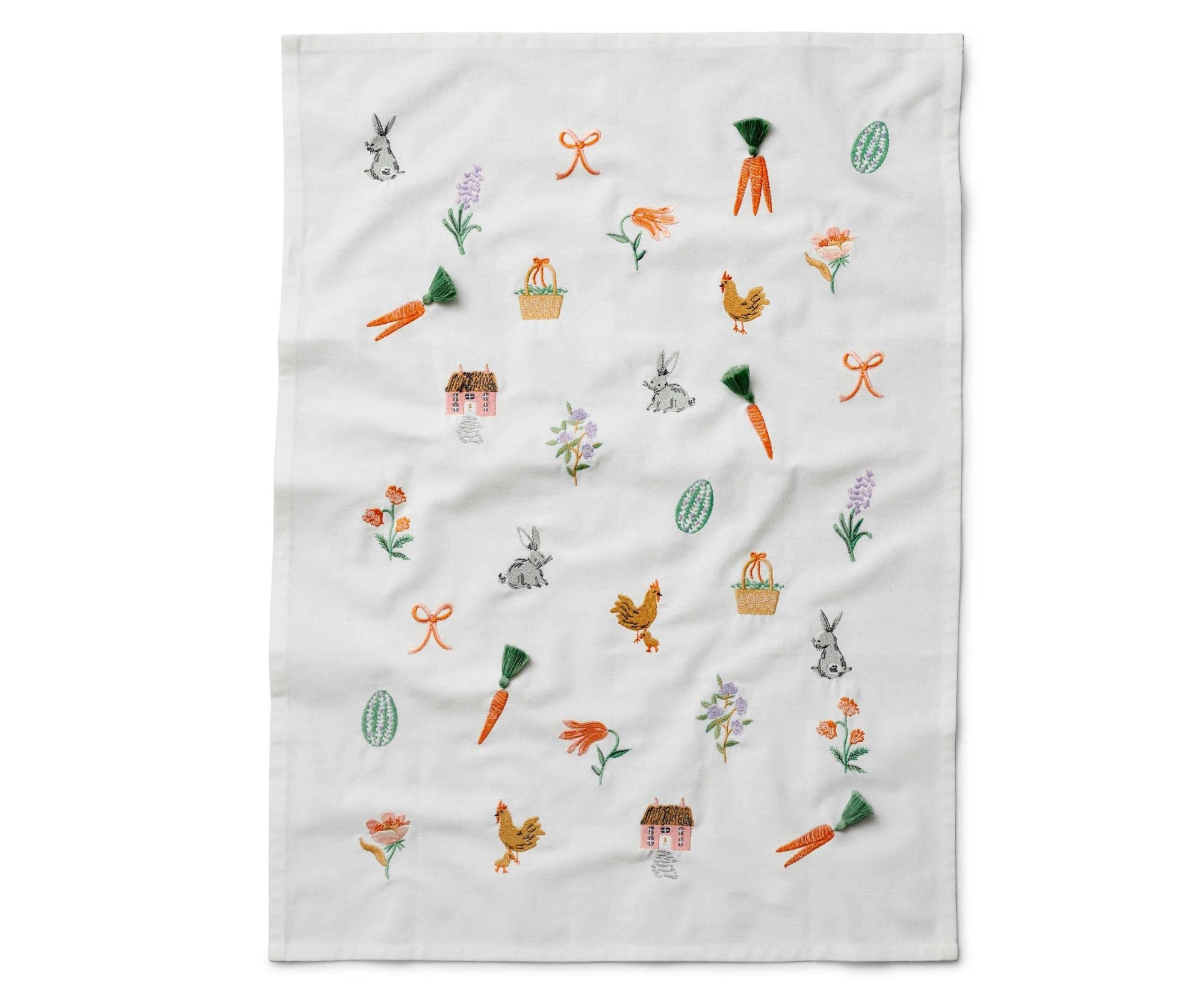 Spring Farm Embroidered Easter Tea Towel - Box Turtle