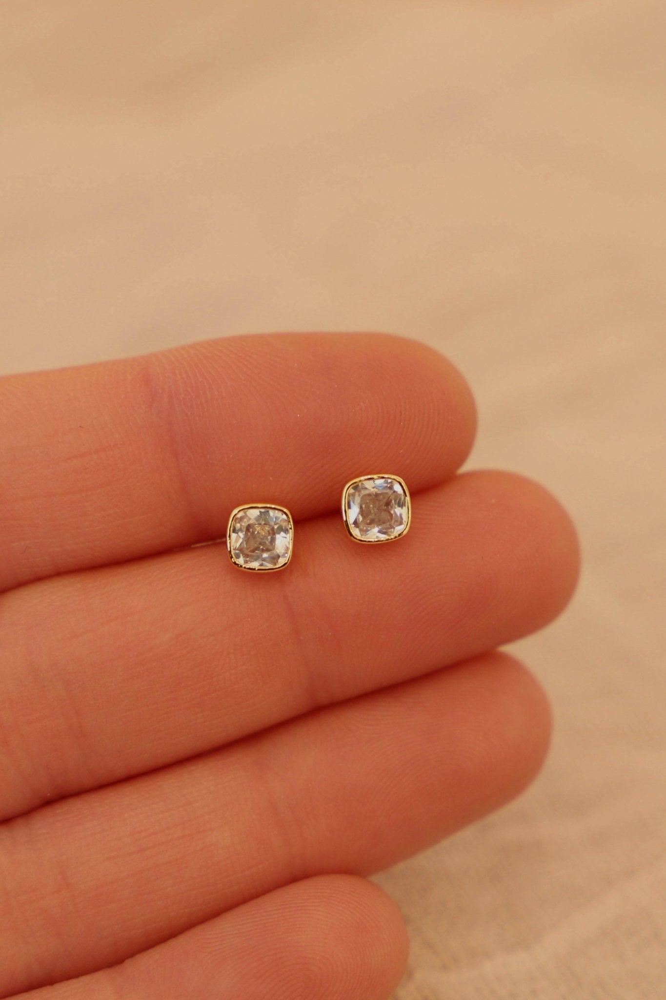 Square Bezel Studs - Box Turtle
