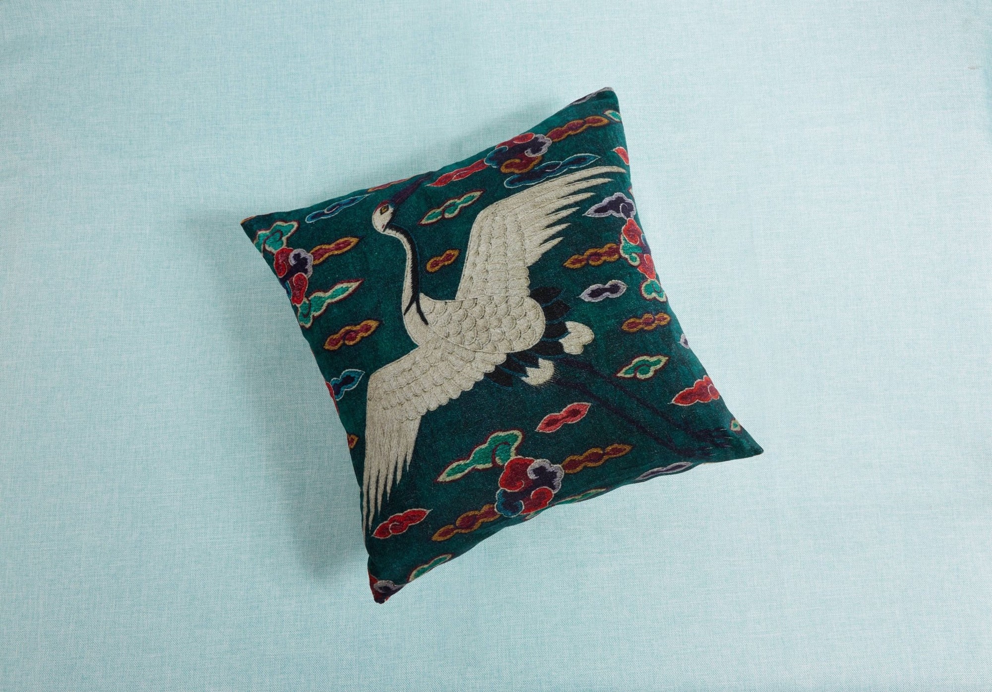 Square Crane Velvet Pillow - Box Turtle