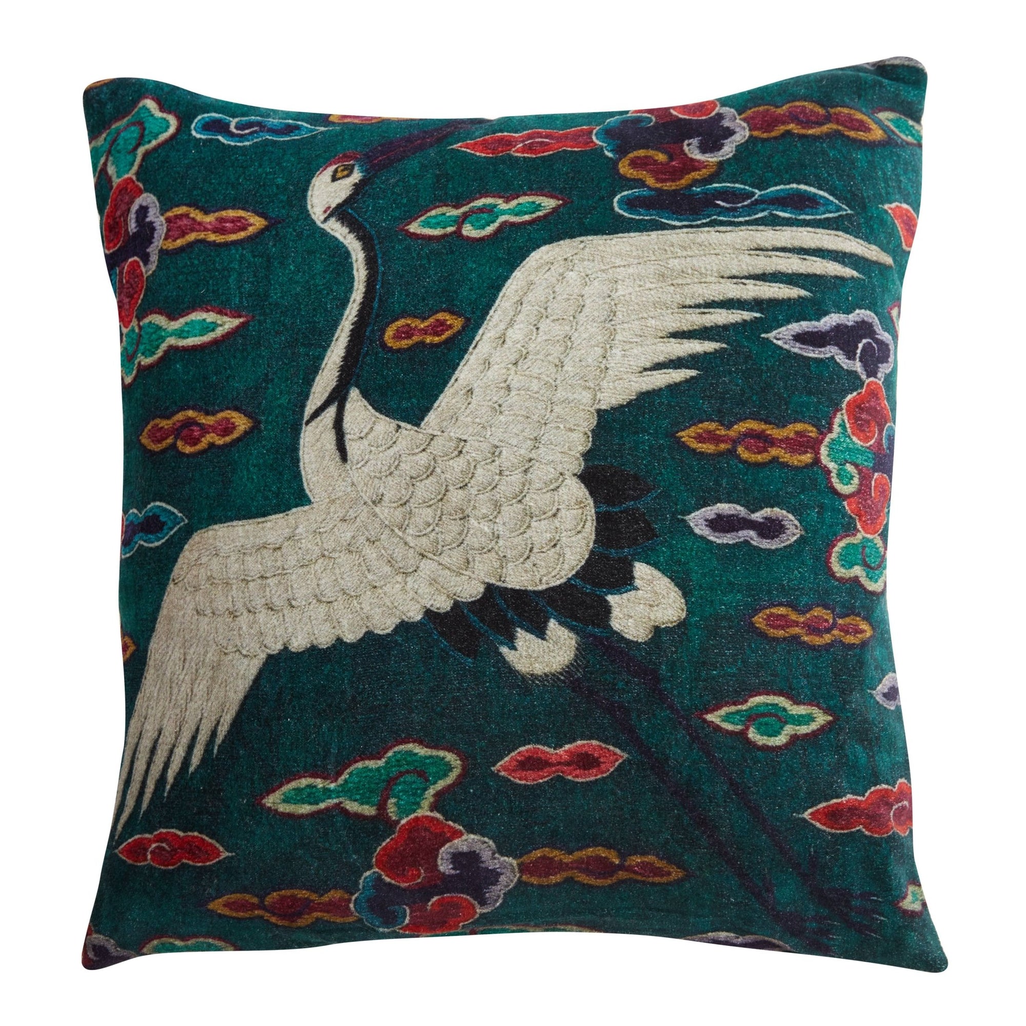 Square Crane Velvet Pillow - Box Turtle