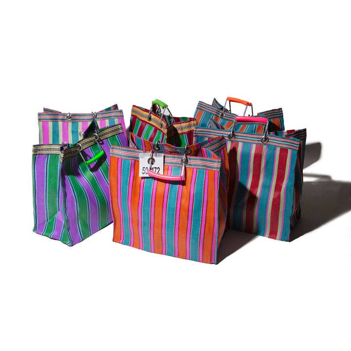 Square Recycled Plastic Stripe Bag - Box Turtle