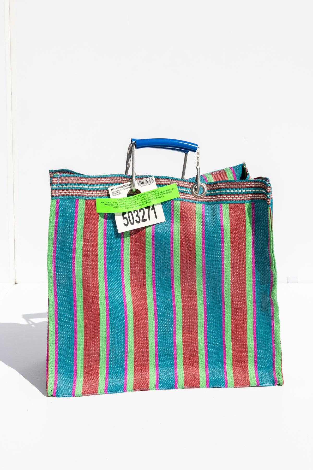 Square Recycled Plastic Stripe Bag - Box Turtle