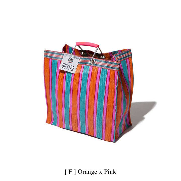 Square Recycled Plastic Stripe Bag - Box Turtle